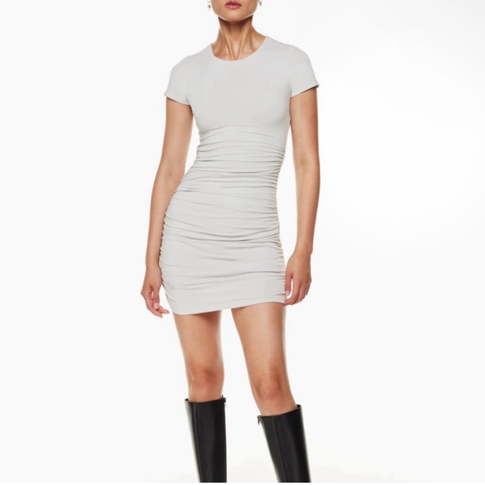 Aritzia Babaton ruched mini knit dress
